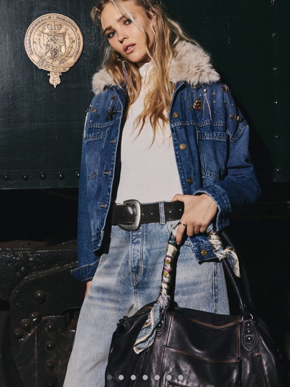 Free People Opal Swing Faux Fur Collar Jacket